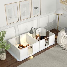 Whelping Box for Dogs w/ Retractable Light Stand, Waterproof Pee Pad & Adjustable Height Door for Medium Breed Dogs