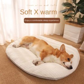 Removable and washable pet sleeping mat pillow pet bed; Soft and comfortable dog bed cat bed (colour: White, size: L-Large 75 * 60cm)
