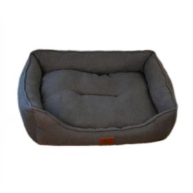 Dog Bed Washable Medium Dog Cat Sofa Bed Super Soft Rectangular Cuddle Pet Bed with Non-Slip Fluffy Bottom, Gift (Color: Light gray)